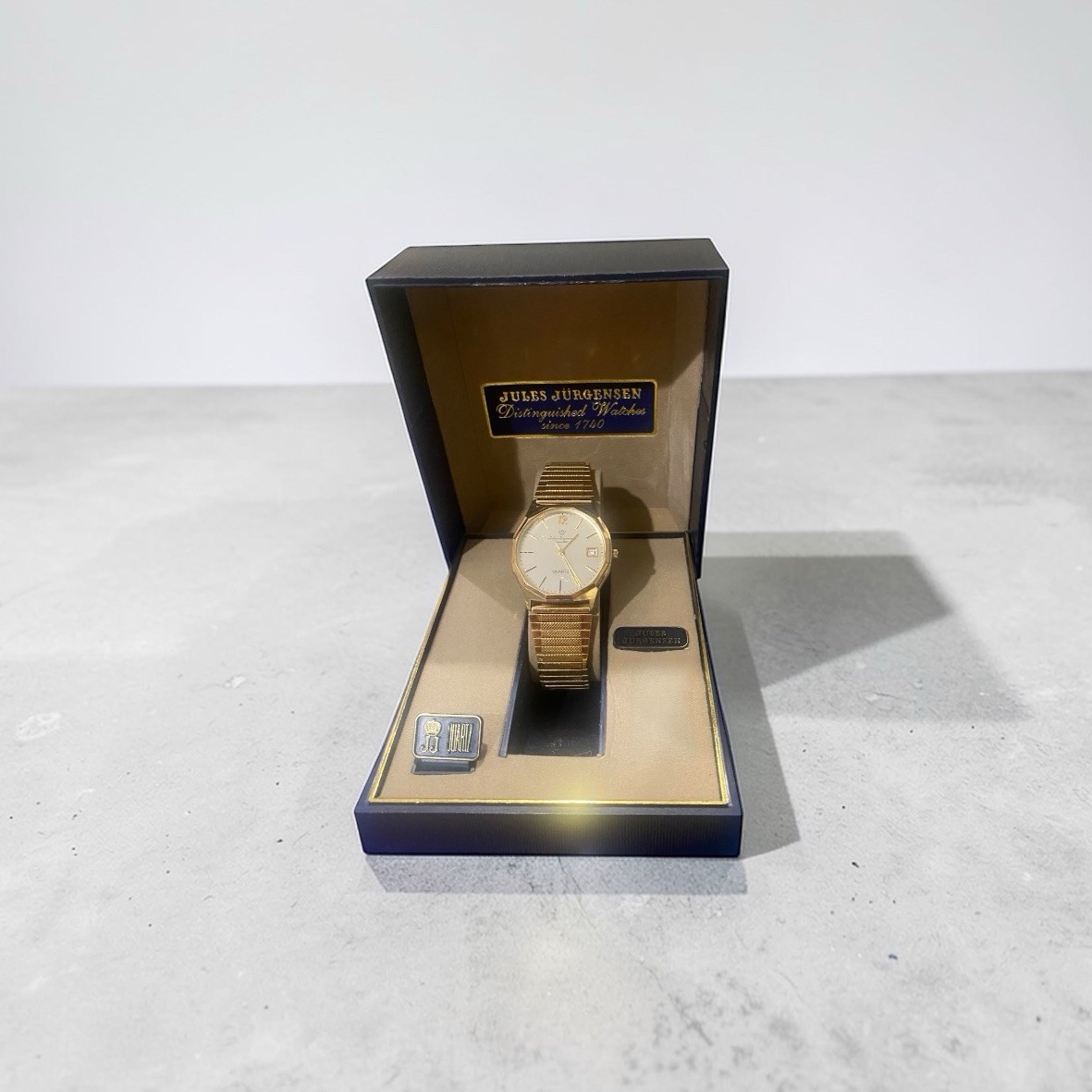 Vintage Jules Jurgensen Men's Watch 4656 Quartz Gold Tone New in
