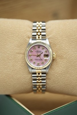 Steel & Gold Rolex Ladies Datejust 26mm 79173 Custom Pink  MOP  Diamond Dial
