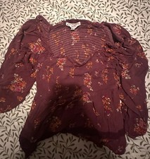 Women's Floral Scoop Neck Three Quarter Sleeve Top