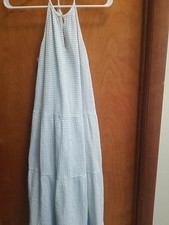 Ann Taylor Loft Dress Beach Sleeveless Cotton Swing Blue Stripe Size S