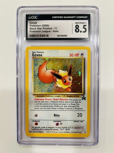Eevee Pokemon (2000) Black Star Promo- 11 Holo Pokémon league CGC 8 NM/MINT