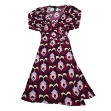 Bisou Bisou Dress Womens 4 Purple Michele Bohbot Short Sleeve Vneck Wrap Style