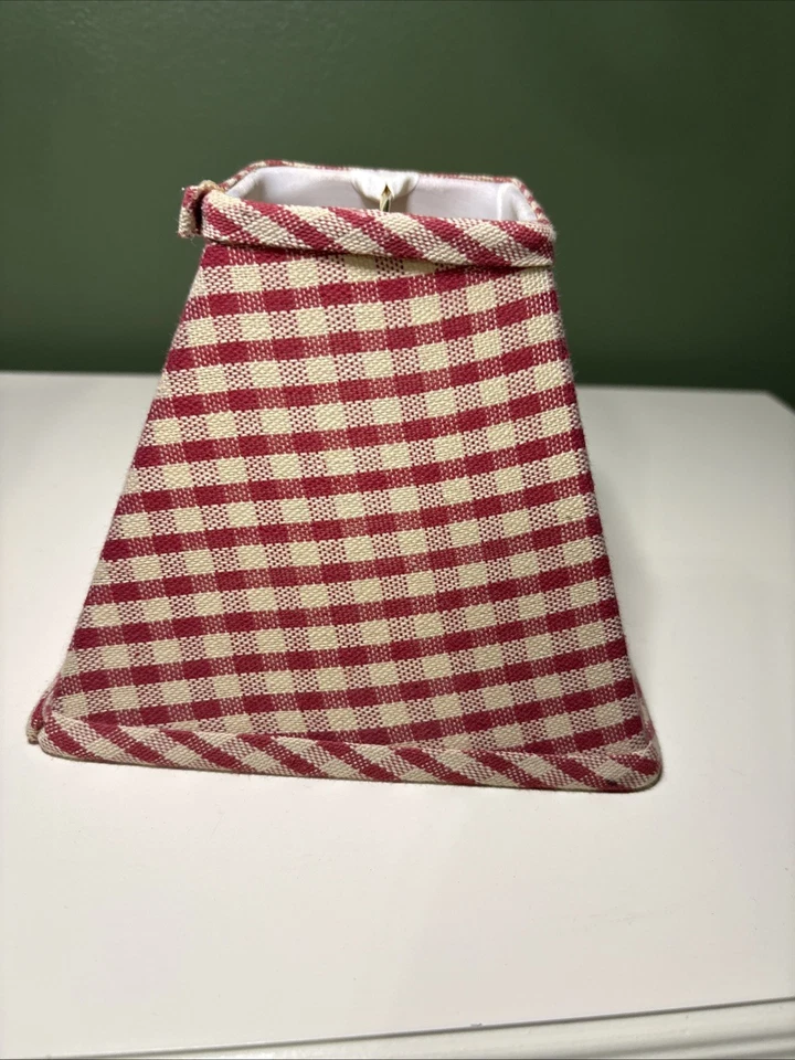 Primitive Country, tela de cabaña, pantalla cuadrada roja/bronceada a cuadros Foto 4 de 4