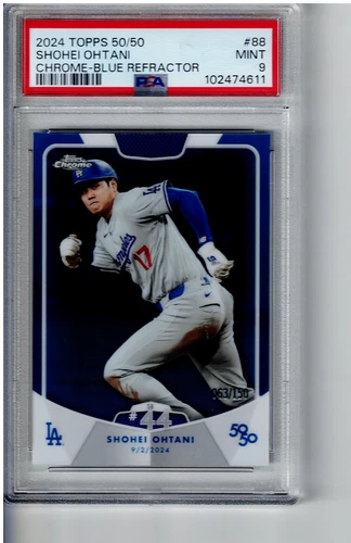 #88  blue refractor  SHOHEI OHTANI  2024  TOPPS 50/50 chrome PSA 9  53/150