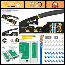 All-in-One RJ45 Crimp Tool Kit - Pass Through Crimper, Stripper  Cutter for Cat