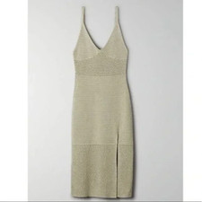 Aritzia Wilfred Knit Midi Dress Women’s Small Evie Sage Green Sleeveless Slit