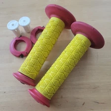 old School NOS  &  used  Ame Fini yellow red  bmx bike grips