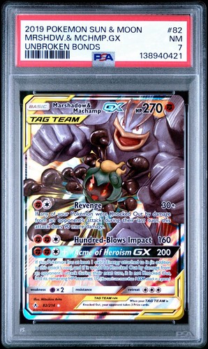 Marshadow & Machamp-GX graded PSA 7 for sale on eBay