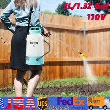 5L Handheld Portable Water/Chemical Sprayer Electric Pump Garden Spray Bottle US
