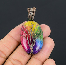 Rainbow Solar Quartz Handmade Gemstones Cropper Wire Wrap Tree Of Life Pendant