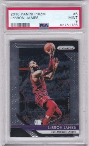 PSA 9 MINT $$ LEBRON JAMES Los Angeles Lakers 2018 PRIZM #6 Basketball Card RARE