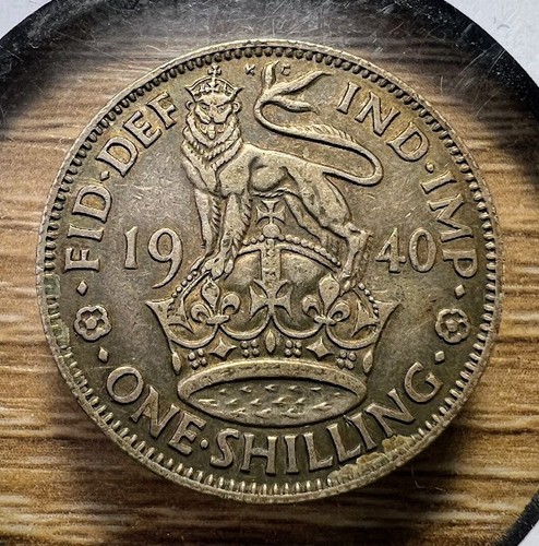 1940 One Shilling Great Britain - Actual Silver Coin Shown - Free Ship INV#628