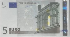 5 Euro - European Union - European Central Bank 2002 Issue, Serial # prefix X.