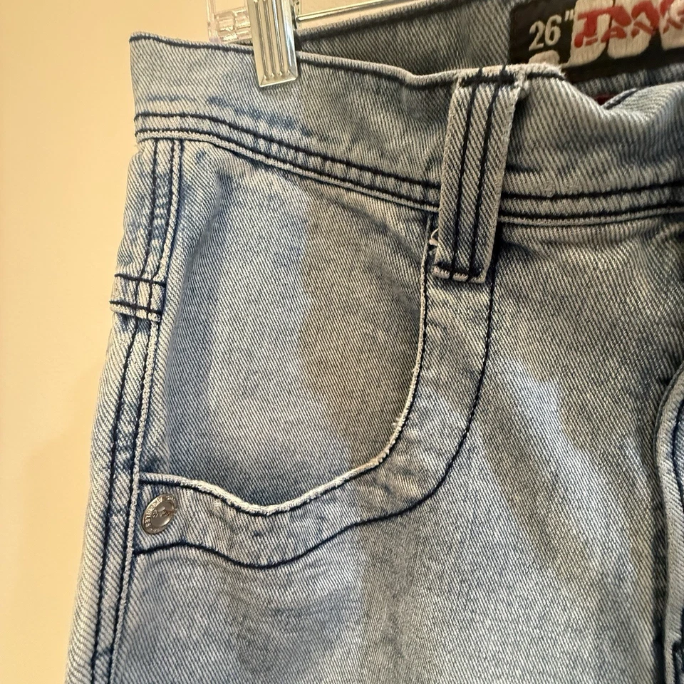 Jeans largo JNCO Los Angeles 32x26 coroa vermelha logotipo grafite vintage Y2K perna larga - Imagem 4 de 4