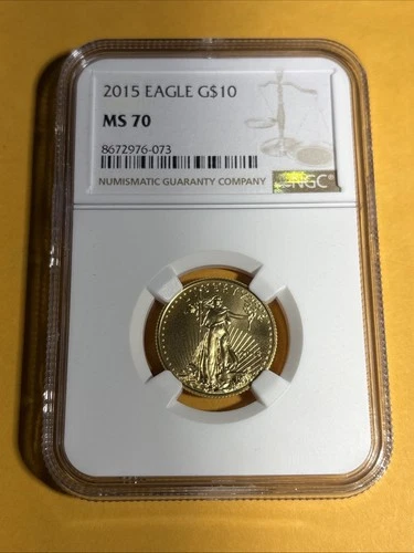 2015 American Gold Eagle $10 NGC MS70  1/4Oz  Fine Gold Coin - Perfect Grade!