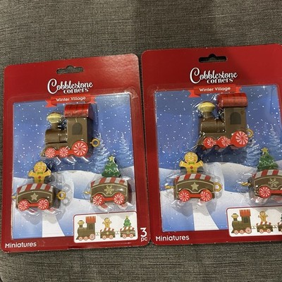 Cobblestone Corners Christmas Village Miniature 3 Piece Train New Lot Of 2