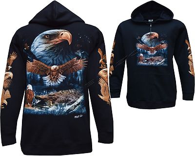 Neu Adler Indianer Indianer Biker Reißverschluss Hoodie Kapuzenjacke M - 3XL