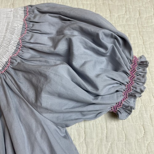 Mom & Me Size 6 Years Gray Smocked Dress Ballerinas Pink Trim - Picture 3 of 11