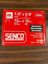 Senco F06BAA 20GA Galvanized Finish Staples 1/2" Crown x 3/8" Leg 10,000 CT