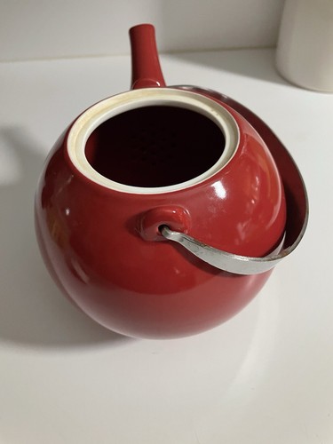 TEAVANA Red TEAPOT Ceramic STAINLESS HANDLE HOLDS 3 CUPS EX CONDITION - Picture 9 of 9