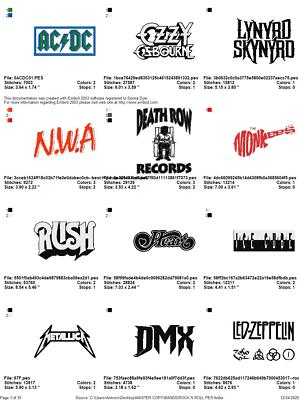 411 ROCK N ROLL MUSIC LOGOS MACHINE EMBROIDERY DESIGNS PES 4X4 5X7 USB