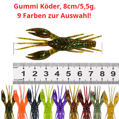 Gummiköder, 4er , Drop Shot, Gummikreb, 8cm/ 5,5g, Creature Bait, Raubfischköder