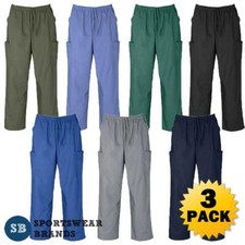 3 x Mens Ladies Unisex Scrub Cargo Pants Nurse Doc Medical Healthcare H10610