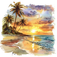 Wall Decal Sticker Tropical Summer Beach Wall Sticker 18X18cm Large