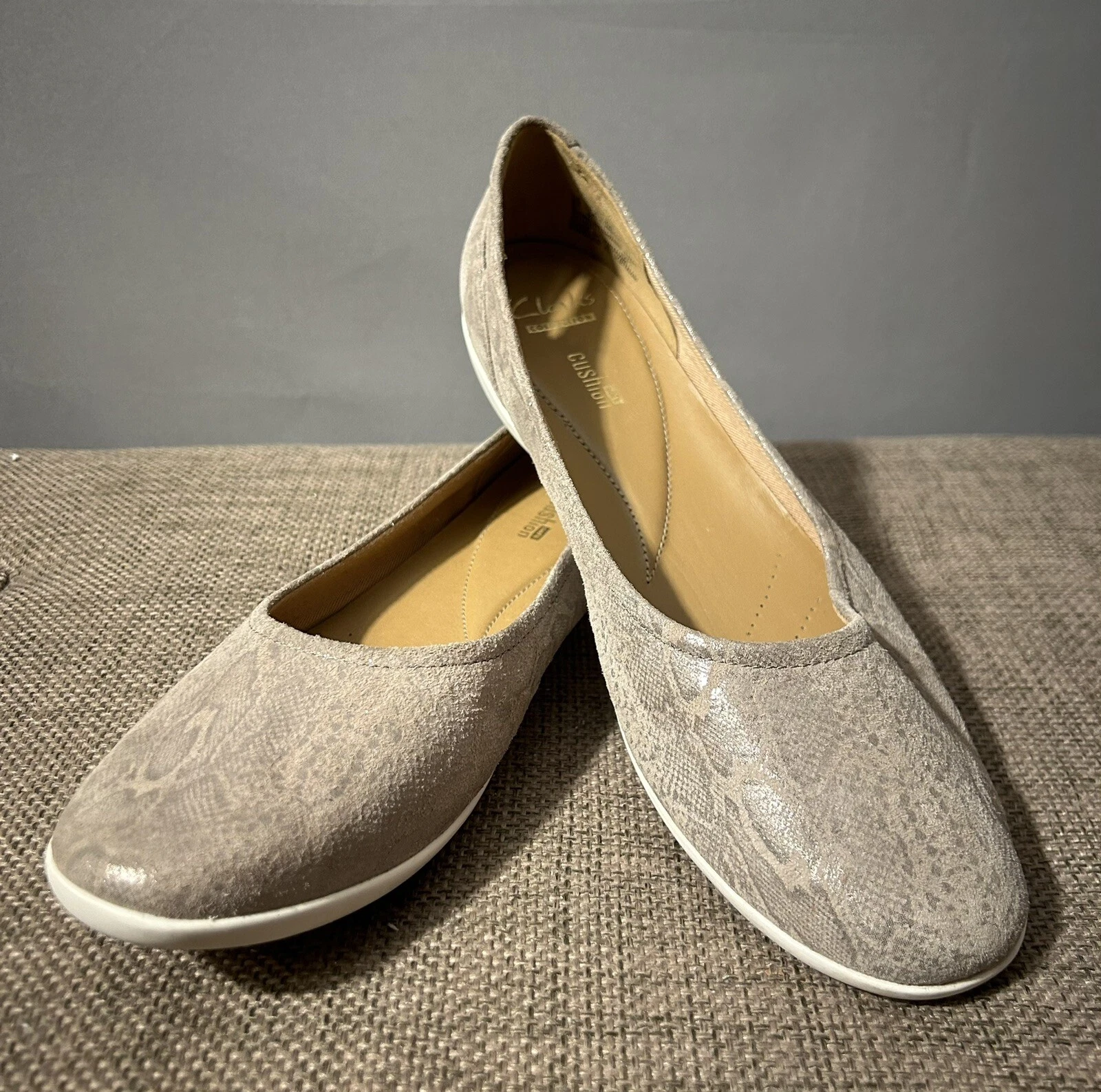 Skimmer in pelle Clarks taglia 11 Helina Alessia balletto beige pelle di serpente