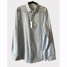 Bar III Slim Fit Stretch Long Sleeve Button Up Blue  Green Shirt Men  s Size XL