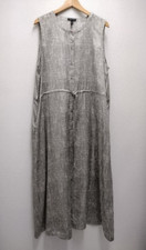 Eileen Fisher Size L Light Zinc Silk Organic Cotton Drift Dress