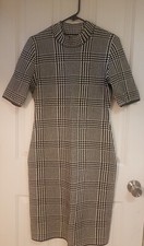 Black And White Houndstooth Fitted Dress Size Medium