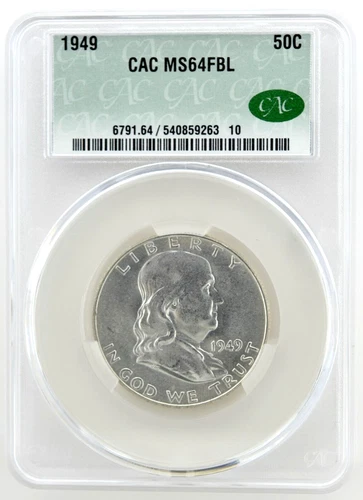 1949 Franklin Half Dollar CACG Certified MS64 FBL