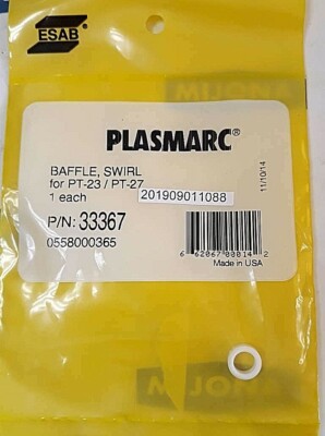 Esab PLASMARC BAFFLE SWIRL for PT-23/PT-27 P/N: 33367 0558000365