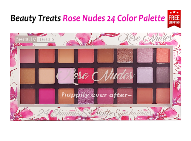 Beauty Treats Rose Nudes Eyeshadow Palette - 24 Pigmented Colors *US Seller*