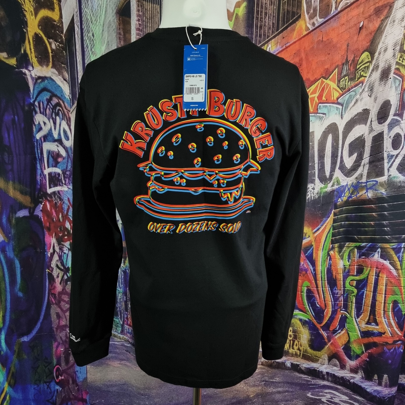 The Simpsons Adidas Krusty Burgers Long Sleeve Shirt (Size Small) NWT (A16)