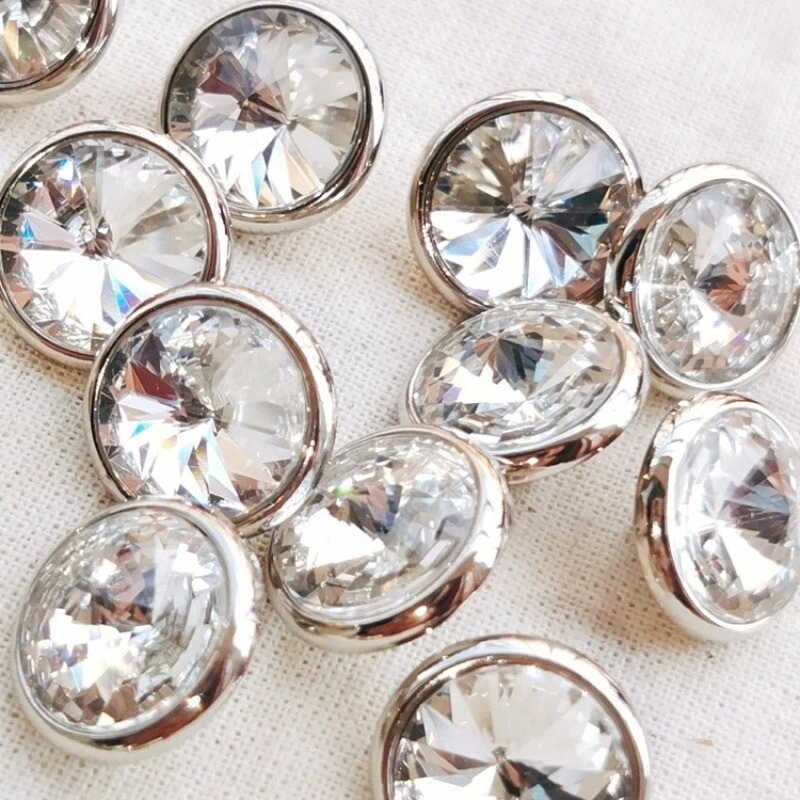 10Pcs Shiny Glass Crystal Rhinestone Buttons DIY Shirt Clothing Sewing Decor - Image 2 of 4