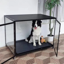 Transparent Dog Crate Furniture Tempered Glass &Strong Aluminum Frame Dog Kennel