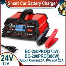 20A 25A 12V 24V Fully-Automatic Smart Car Battery Charger Maintainer LiFePO4 AGM