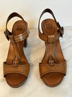 FRYE SILVIE Y STRAP COGNAC BROWN WOMENS LEATHER SANDALS HEELS - SIZE 8M NEW — photo 1