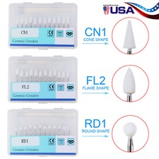 Dental Flame/Cone/Round White Stone Polishing FG Burs Aluminum Oxide Bur