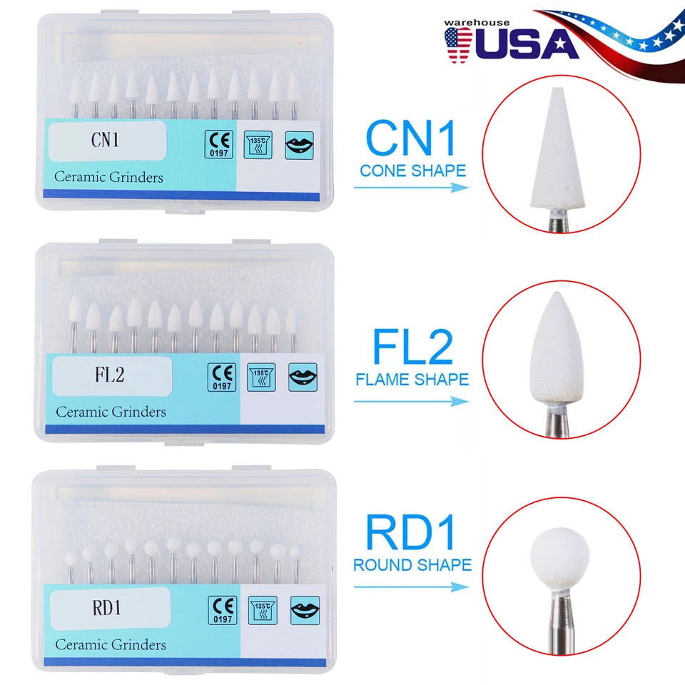 Стоматологические Белокаменные Фарфоровые Смолы Полировальные Боры FG /Композитные Отделочные Боры - Изображение 2 из 4