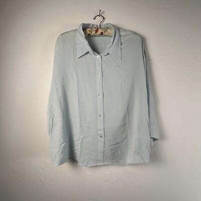 Babaton Carrington Womens Top XL Fluid Blue Button Up Shirt Long Sleeve New