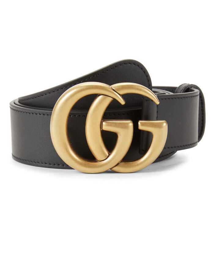 Black GG-logo leather belt, Gucci