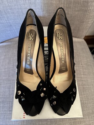 Peter Kaiser Women s Siris Black Suede Peep toe pumps 7.0
