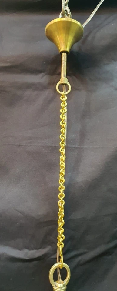 VINTAGE ITALIAN PAIR OF CRYSTAL HANGING LIGHTS CHANDELIER BRASS CEILING LIGHT # - Image 2 of 4