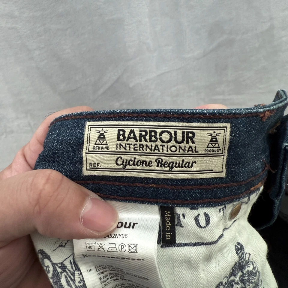 Pantalones de mezclilla Barbour para hombre 34x32 (34x30) azul ciclón regular pierna recta bigote Foto 3 de 4