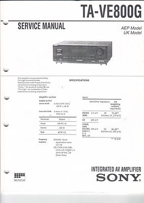 Service Anleitung Manual Heft TA-VE800G AEP UK Model AV Amplifier SONY (B640)
