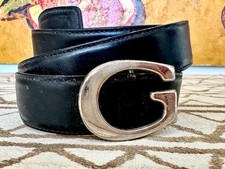 GUCCI “G” LOGO BUCKLE BLACK LEATHER BELT Made in Italy Sz 100cm / 39in