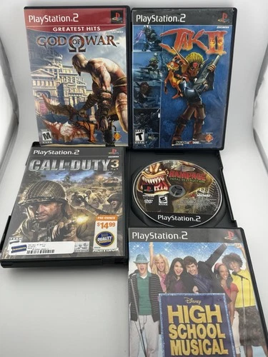 Lot of 5 Sony Playstation 2 Games - God Of War JAK II Call Of Duty Rampage HSM
